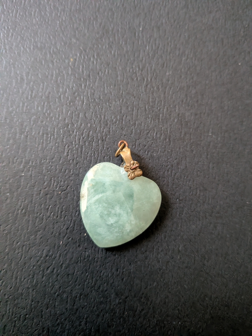 Vintage Pale Green Jade Heart Pendant - Dainty Floral BailAdd a touch of timeles